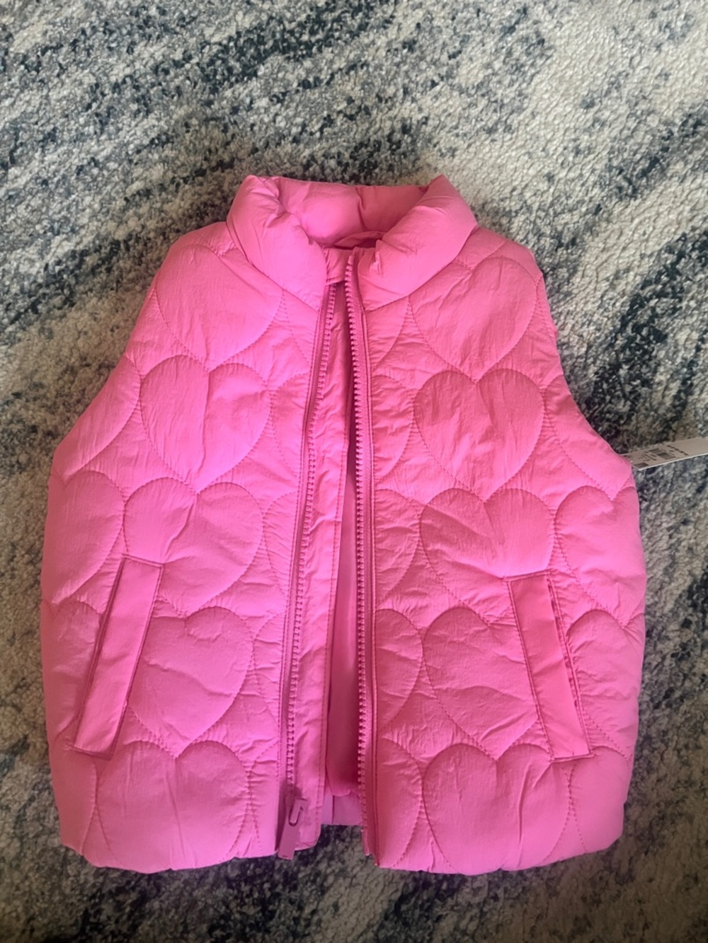 Toddler Pink Heart-Quilted Puffer Vest